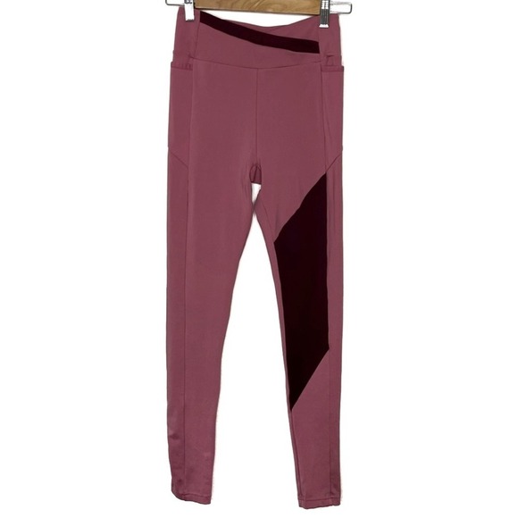 Gymshark Small Asymmetric Crossover Colorblock Dusky Pink High Rise‎ Leggings - Picture 1 of 8